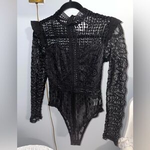 Size Medium Hello Molly Black Eyelet / Lace Bodysuit